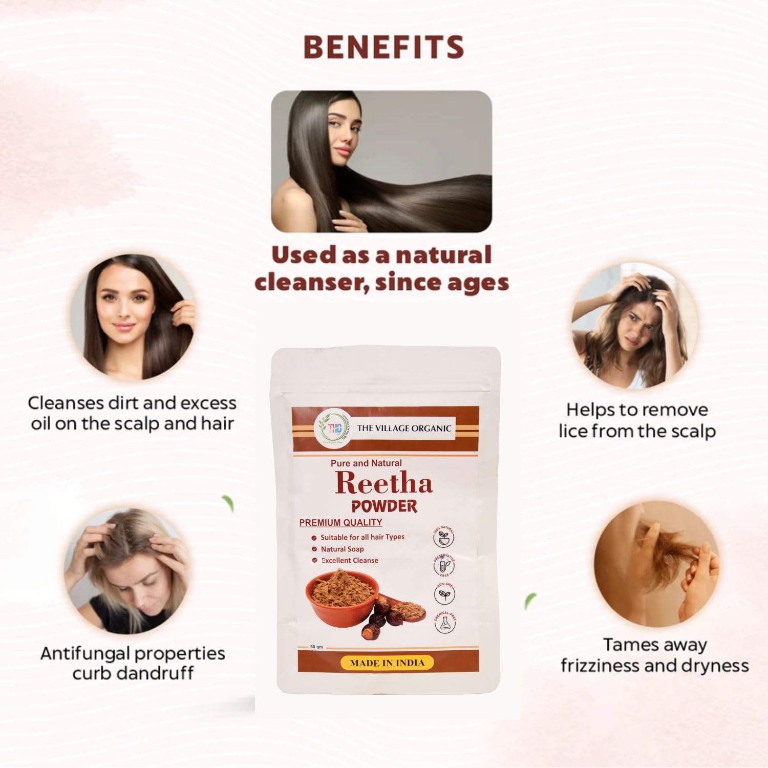 The Village Organic Herbal Powder Combo Pack for Hair & Skin Care - 5 Ayurvedic Herbs - in use (15)