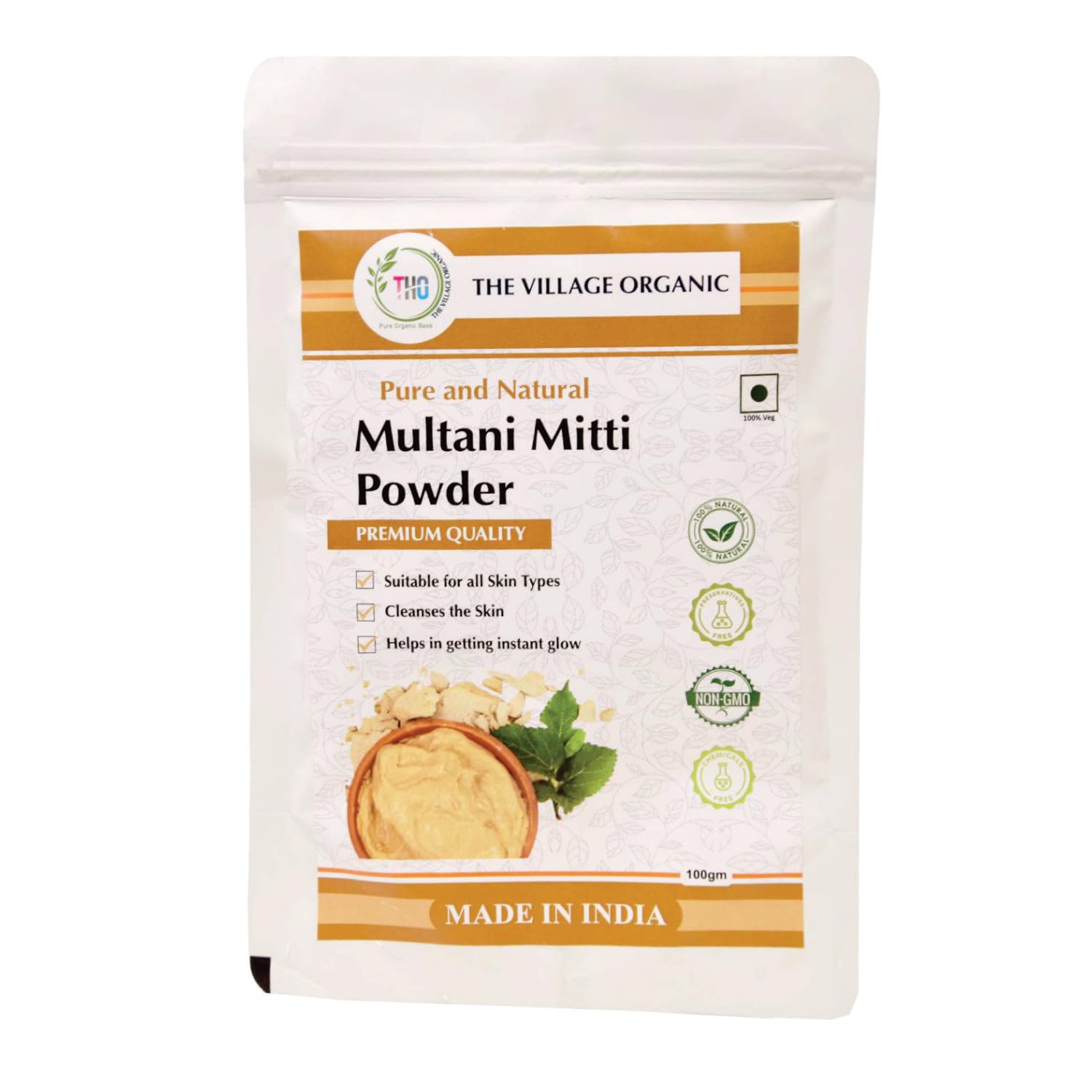 The Village Organic Herbal Powder Combo Pack for Hair & Skin Care - 5 Ayurvedic Herbs - front view (17)