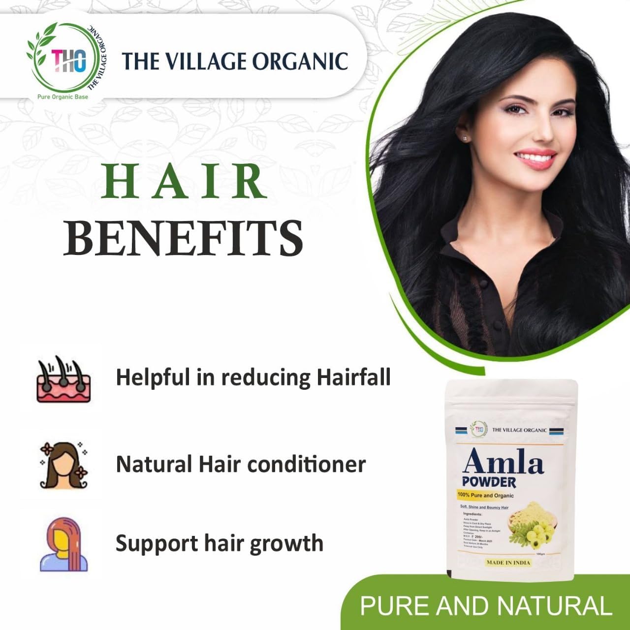 The Village Organic Herbal Powder Combo Pack for Hair & Skin Care - 5 Ayurvedic Herbs - front view