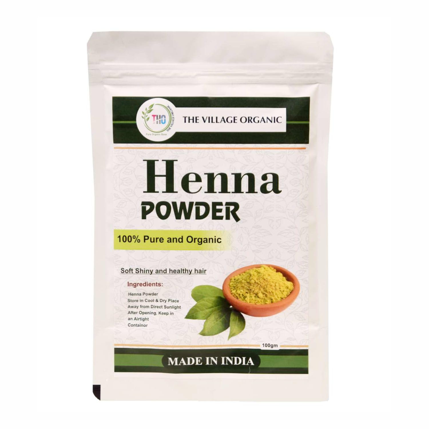 The Village Organic Herbal Powder Combo Pack for Hair & Skin Care - 5 Ayurvedic Herbs - label detail (20)
