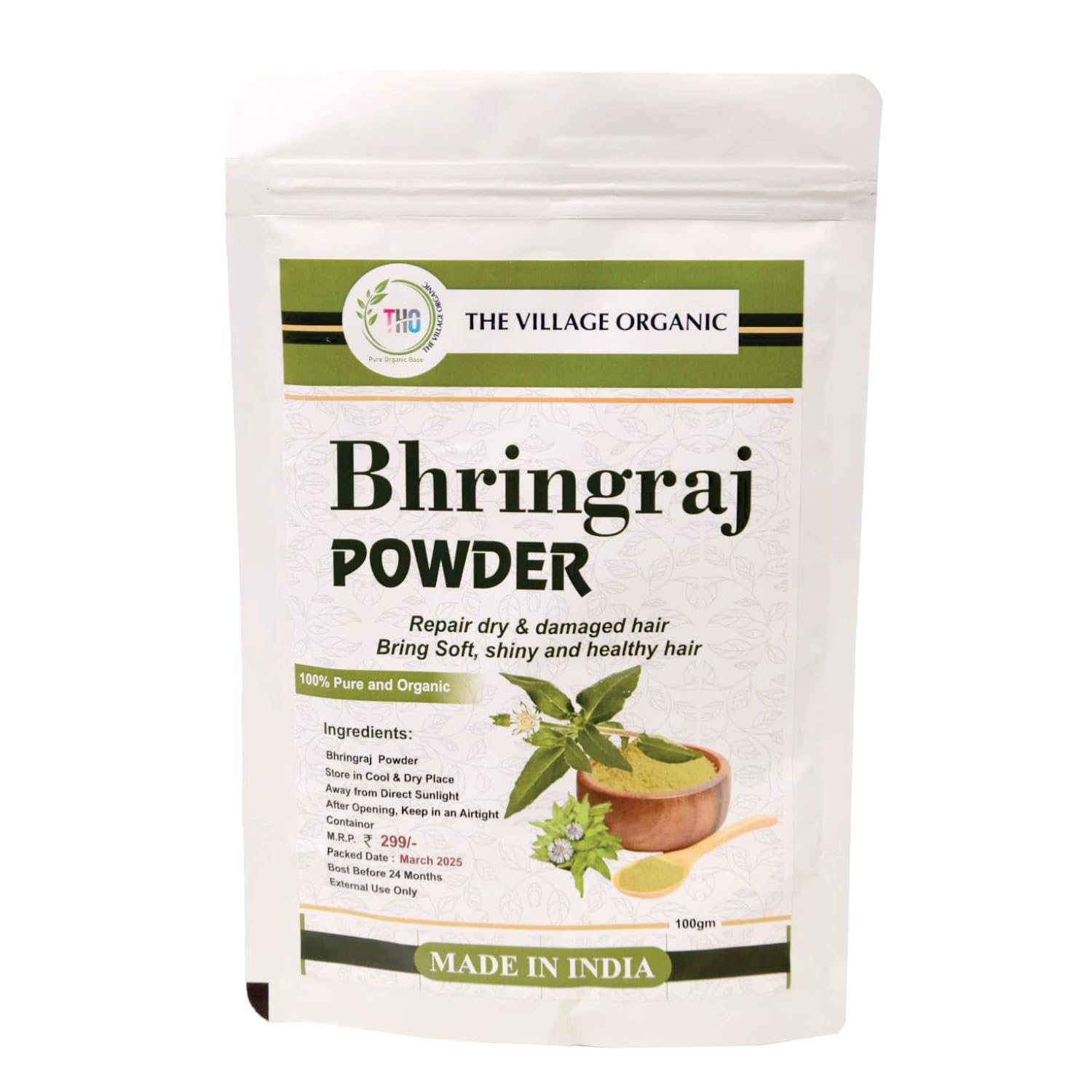 The Village Organic Herbal Powder Combo Pack for Hair & Skin Care - 5 Ayurvedic Herbs - ingredients panel (21)