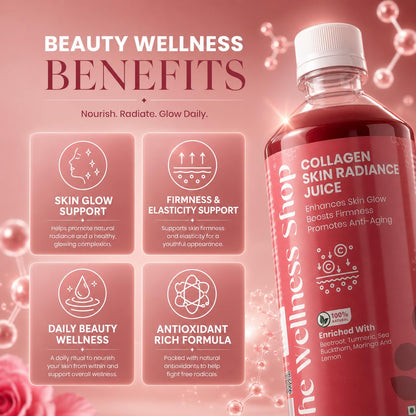 The Wellness Shop Collagen Juice with Biotin, Hyaluronic Acid & Vitamin C, 500ml Liquid Supplement - front view