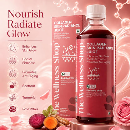 The Wellness Shop Collagen Juice with Biotin, Hyaluronic Acid & Vitamin C, 500ml Liquid Supplement - back view