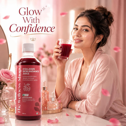 The Wellness Shop Collagen Juice with Biotin, Hyaluronic Acid & Vitamin C, 500ml Liquid Supplement - packaging