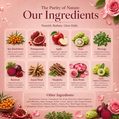 The Wellness Shop Collagen Skin Radiance Juice, 500ml, Herbal Liquid Supplement with Amla, Sea Buckthorn, Beetroot - back vie