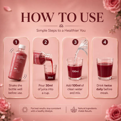 The Wellness Shop Collagen Skin Radiance Juice, 500ml, Herbal Liquid Supplement with Amla, Sea Buckthorn, Beetroot - packagin
