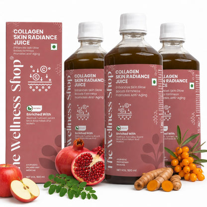 The Wellness Shop Collagen Skin Radiance Juice, 500ml, Herbal Liquid Supplement with Amla, Sea Buckthorn, Beetroot (18)