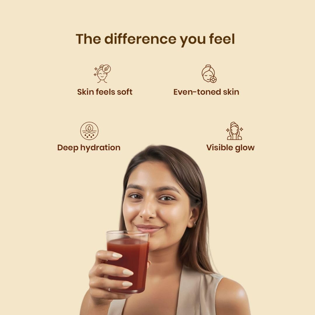 The Wellness Shop Collagen Skin Radiance Juice, 500ml, Sea Buckthorn Moringa, Ayurvedic Herbal Drink, Unisex - back view