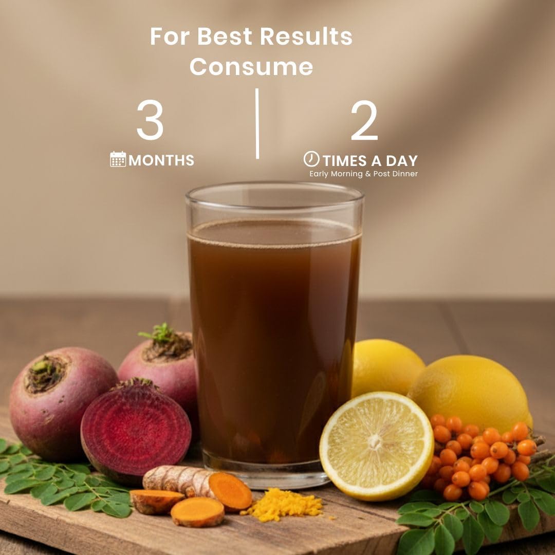 The Wellness Shop Collagen Skin Radiance Juice, 500ml, Sea Buckthorn Moringa, Ayurvedic Herbal Drink, Unisex - ingredients pa