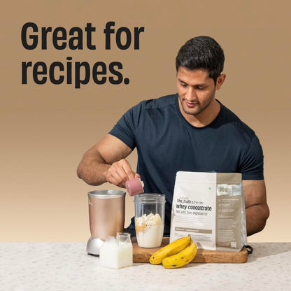 The Whole Truth Whey Protein Concentrate Powder, Unflavoured, 1kg, 26g Protein Per Scoop - label detail