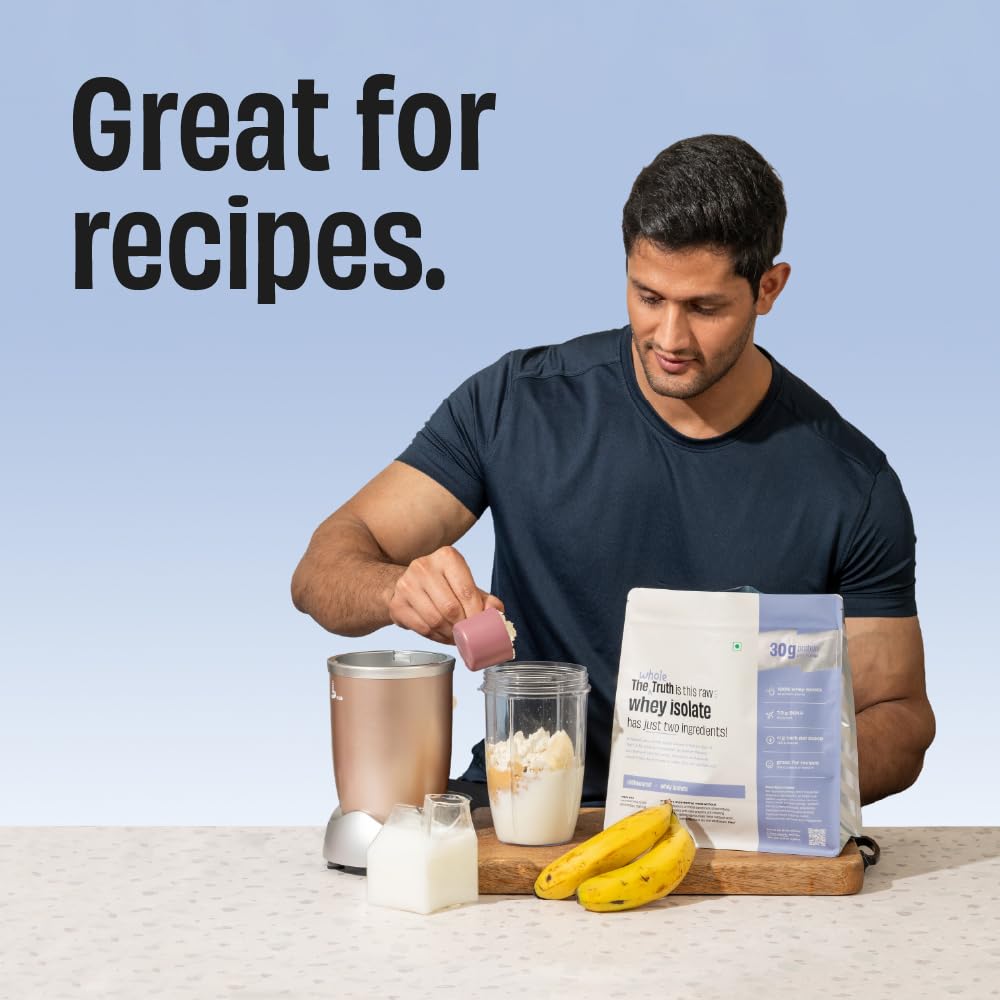 The Whole Truth Whey Protein Isolate, Unflavoured, 1 kg (2.2 lbs), 30g Protein per Scoop, 90% Concentration, Vegetarian - ing