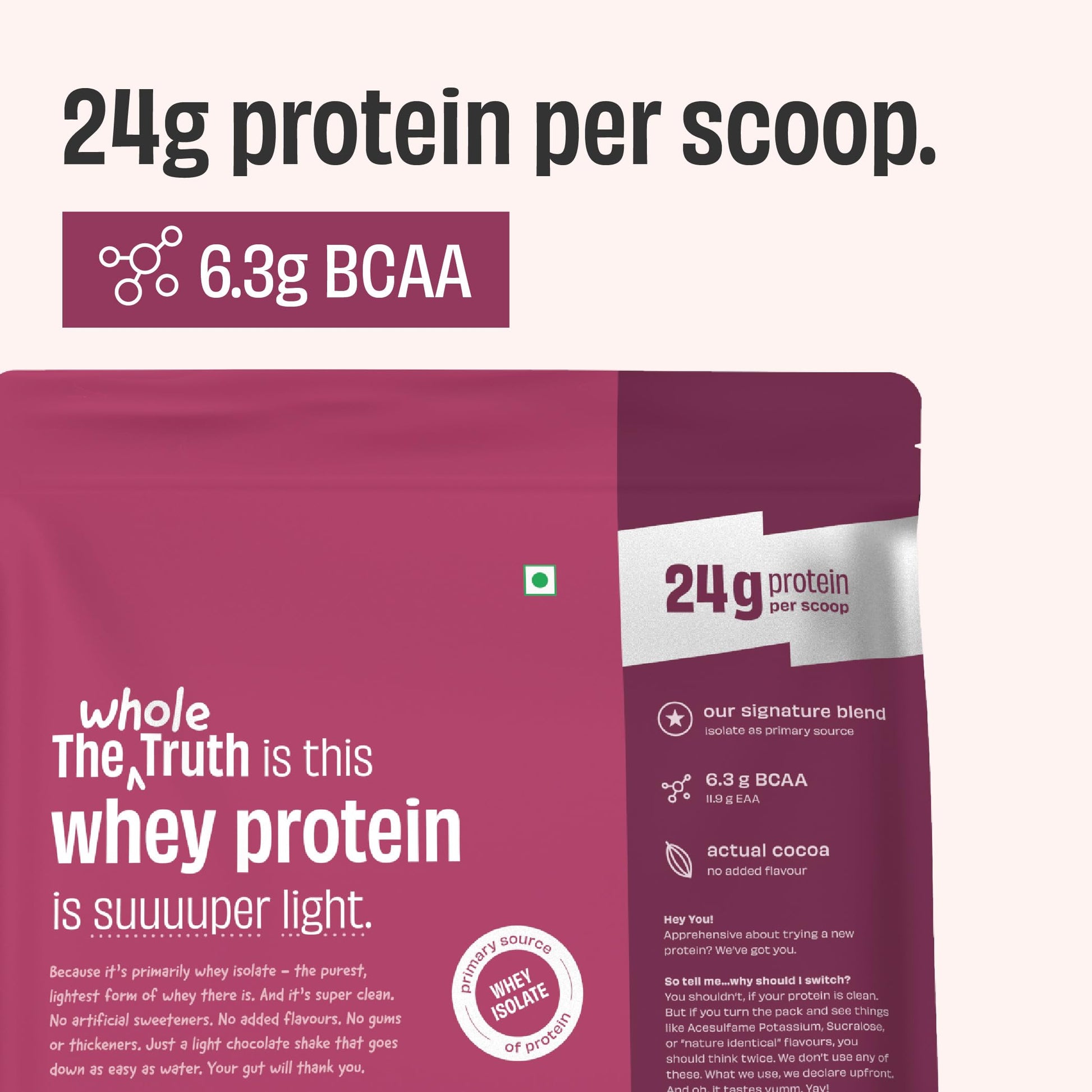 The Whole Truth Whey Protein Powder, 24g Protein Per Scoop, Isolate Concentrate Blend, Third Party Lab Tested, Adult Suppleme