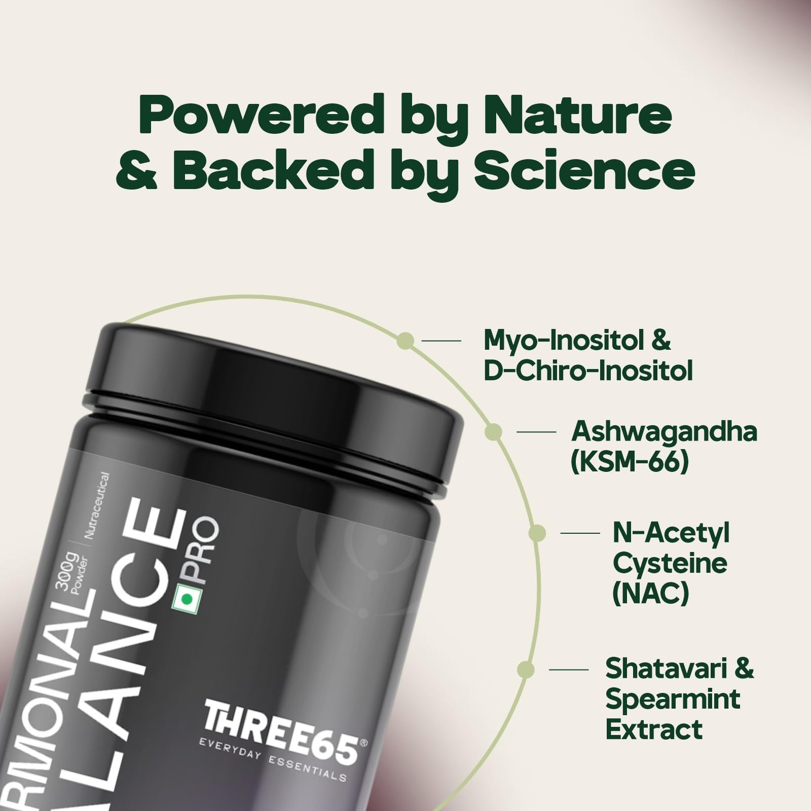 Three65 Hormonal Balance Pro Dietary Supplement, Myo-Inositol 40:1 with D-Chiro Inositol, 60-Day Supply - label detail