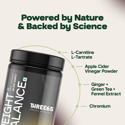Three65 Weight Balance Herbal Formula Nutritional Supplement, 60-Day Supply - close-up detail