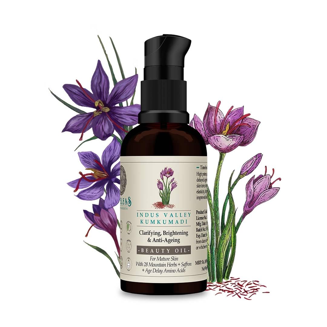 Timeless Beauty Secrets Indus Valley Organic Kumkumadi Oil, 15ml, Herbal Facial Serum - in use (17)