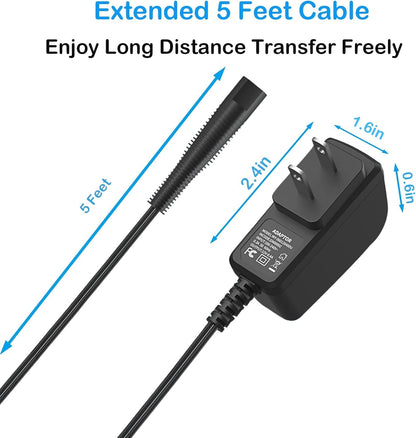 TL-JIYPU 12V Shaver Charger Replacement for Braun Electric Razor, 100-240V AC to 12V 0.4A Power Cord, 5 Feet Cable - back vie