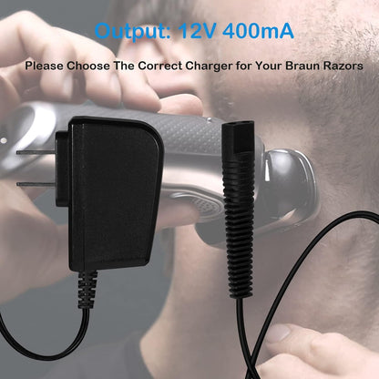 TL-JIYPU 12V Shaver Charger Replacement for Braun Electric Razor, 100-240V AC to 12V 0.4A Power Cord, 5 Feet Cable - packagin