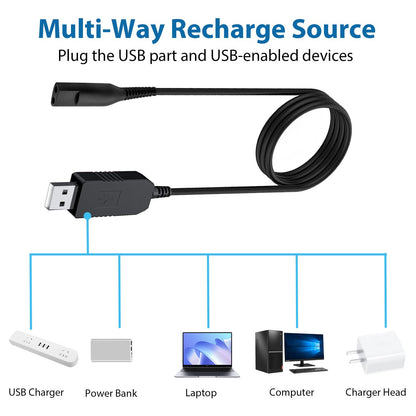 Tobfit 12V Replacement Charger for Braun Shaver, USB Charger Cord for Series 9 7 6 5 3 1, 4.9FT Length - ingredients panel