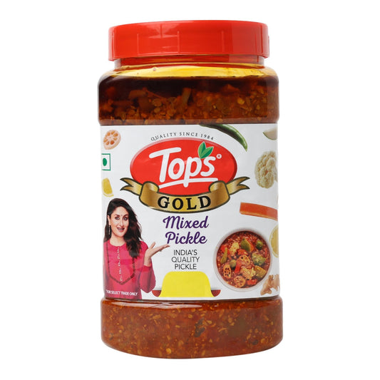 TOPS Gold Mixed Pickle, 900 gm, Vegetarian Traditional Indian Mixed Pickle, 1 Jar