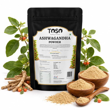 TOSO Ashwagandha Root Powder, 250g, Pure Herbal Supplement, No Artificial Additives