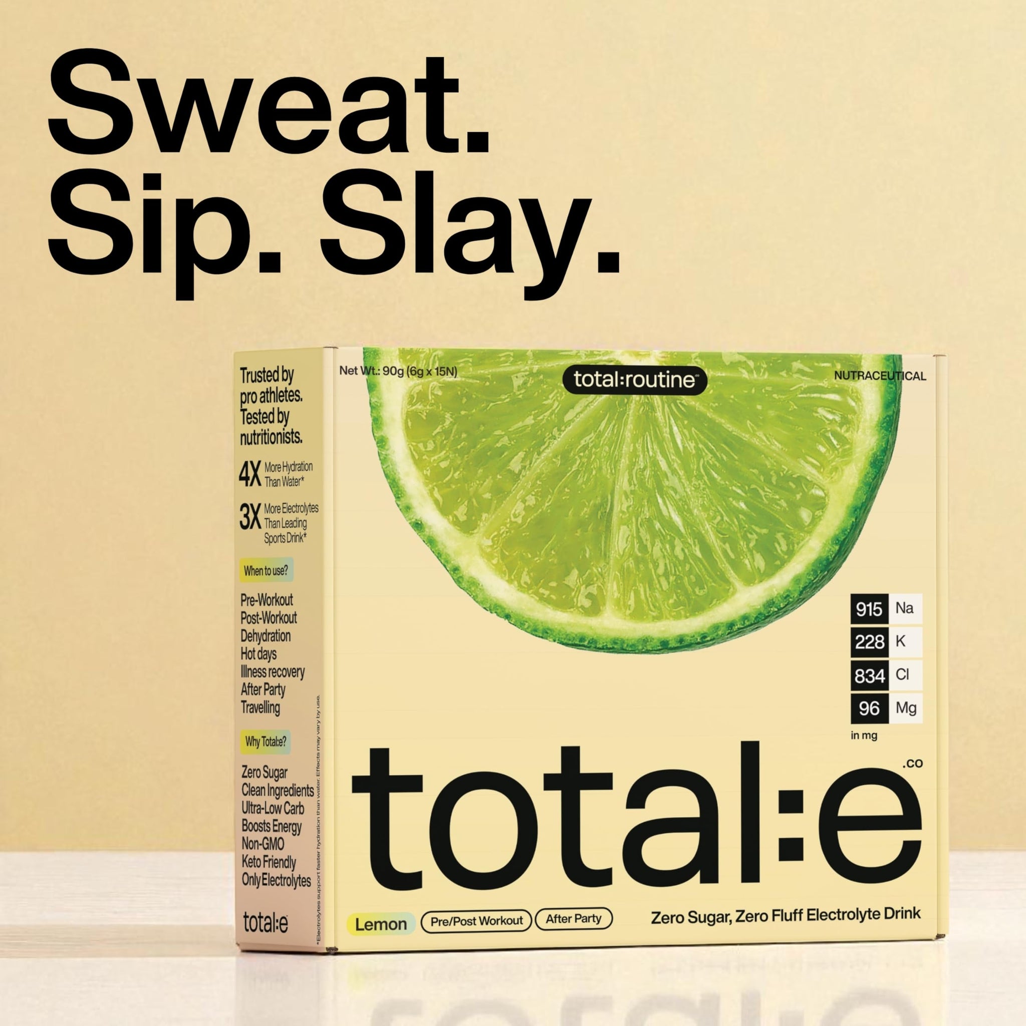 Total E Electrolyte Drink Mix | Zero Sugar Hydration Powder | Keto & Diabetic Friendly Vegan Electrolyte | Post workout Post 