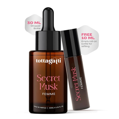 Tottagatti Attar Perfume Oil for Women, Secret Musk Inspired, 30 ml, Oil-Based Alcohol-Free Fragrance - back view