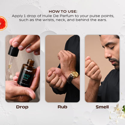 Tottagatti Men's Perfume Oil, 30ml, Alcohol-Free Attar, Plum Amberwood Jasmine, Inspired by 1 Million Lucky - back view