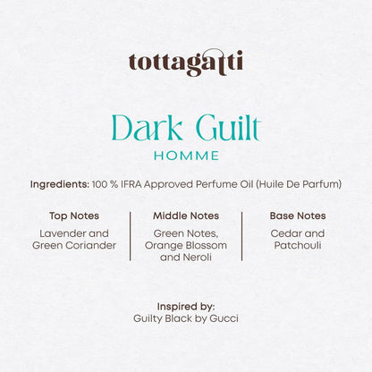 Tottagatti Men's Perfume Oil Dark Guilt Inspired by Guilty Black - 30ml, Alcohol-Free Concentrated Fragrance Oil - back view