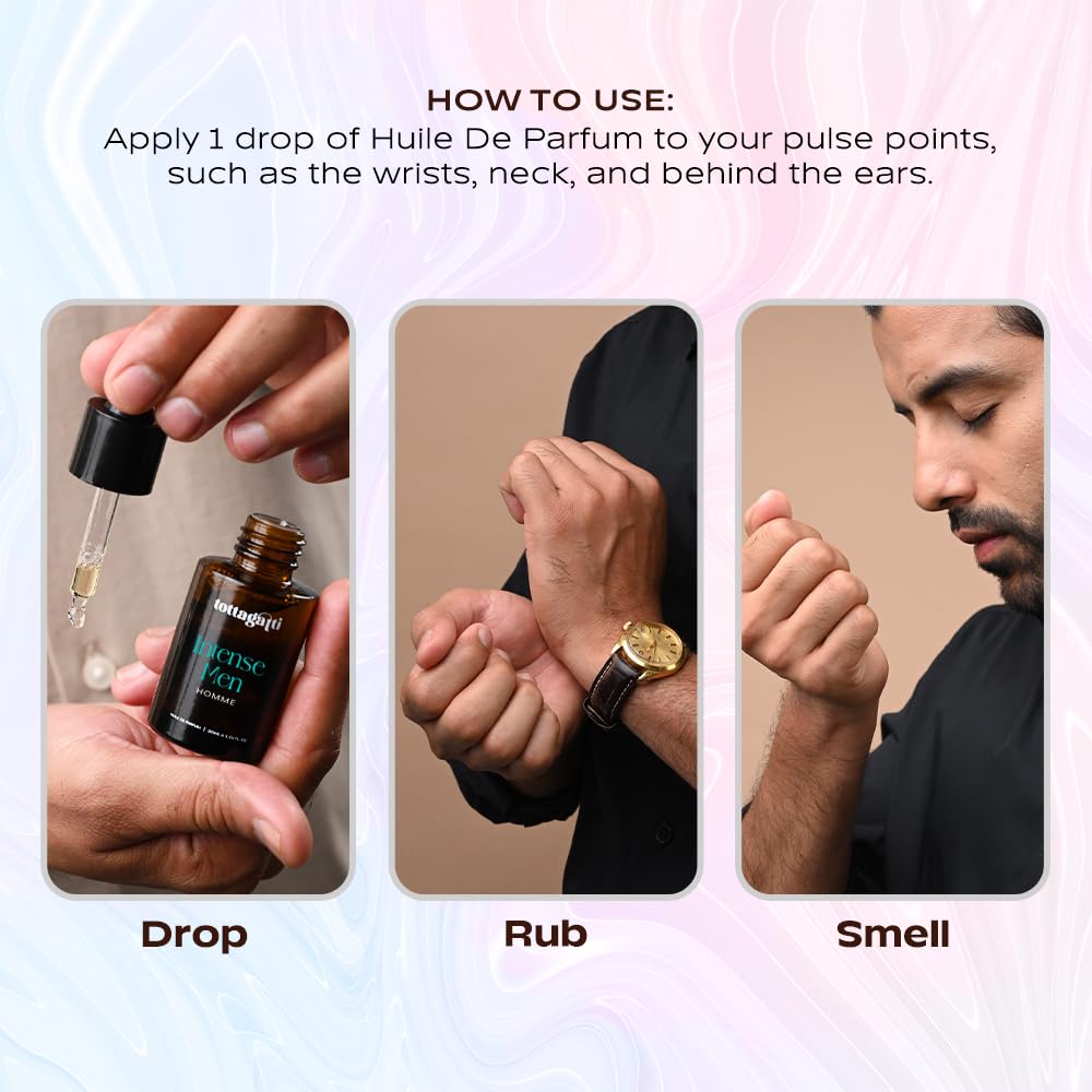 Tottagatti Perfume Oil for Men, 30ml, Lavender, Musk Mallow, Pear, Vetiver, Virginia Cedar Attar, IFRA Approved, Alcohol-Free