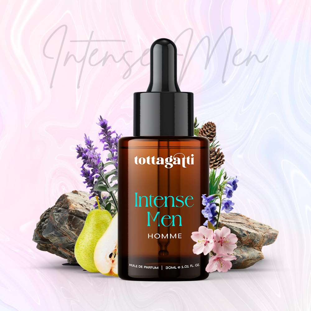 Tottagatti Perfume Oil for Men, 30ml, Lavender, Musk Mallow, Pear, Vetiver, Virginia Cedar Attar, IFRA Approved, Alcohol-Free