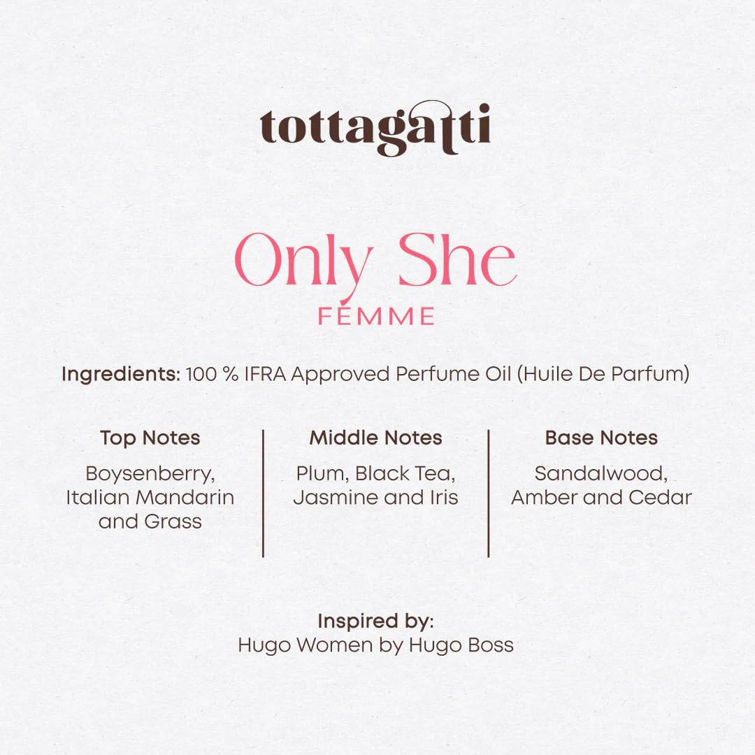 Tottagatti Perfume Oil for Women, 30ml, Alcohol-Free, IFRA Certified, Fruity Woody Fragrance - front view