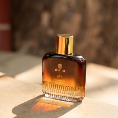 TRÉVITO Ellixir Eau de Parfum for Men, 100ml Spray, Fougere Woody, Brown Gold Bottle, IFRA-Certified - ingredients panel