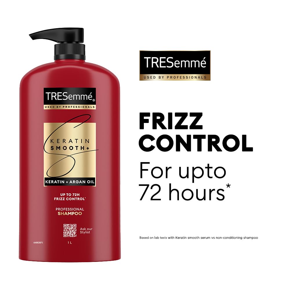 TRESemmé Keratin Smooth+ Shampoo with Keratin Protein and Argan Oil, Paraben Free, for Frizzy Hair - front view