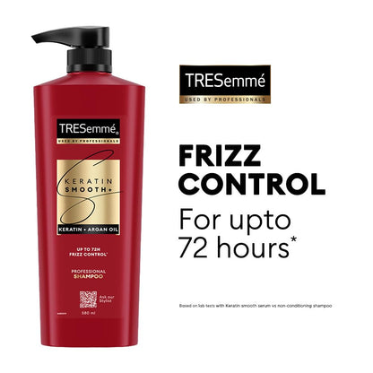 TRESemmé Keratin Smooth+ Shampoo with Keratin Protein and Argan Oil, Paraben Free, for Frizzy Hair - front view (28)