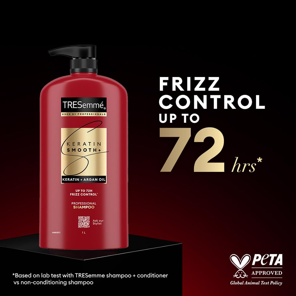 TRESemmé Keratin Smooth+ Shampoo with Keratin Protein and Argan Oil, Paraben Free, for Frizzy Hair - back view