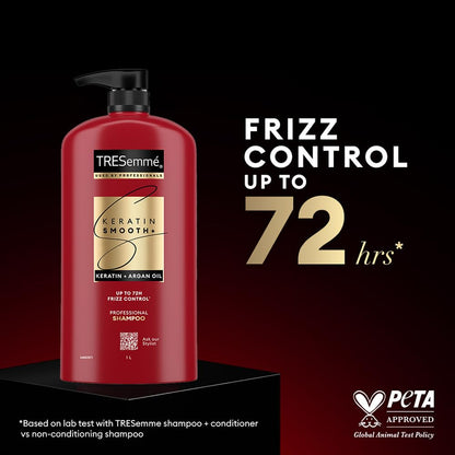 TRESemmé Keratin Smooth+ Shampoo with Keratin Protein and Argan Oil, Paraben Free, for Frizzy Hair - back view