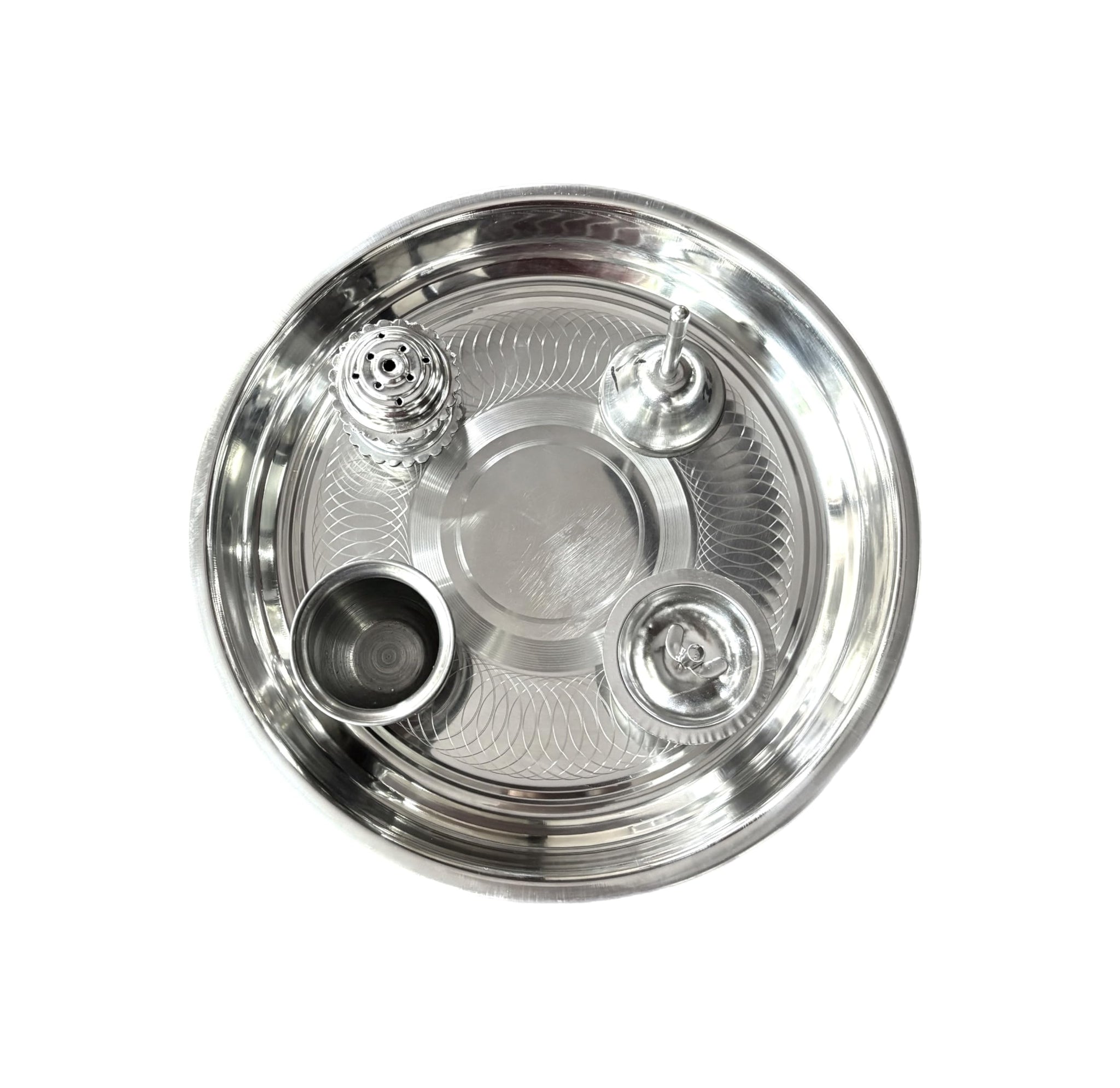 TRISHVAR Stainless Steel Pooja Thali Set with Diya, Bell, Agarbatti Stand & Lota for Home Temple Aarti - packaging