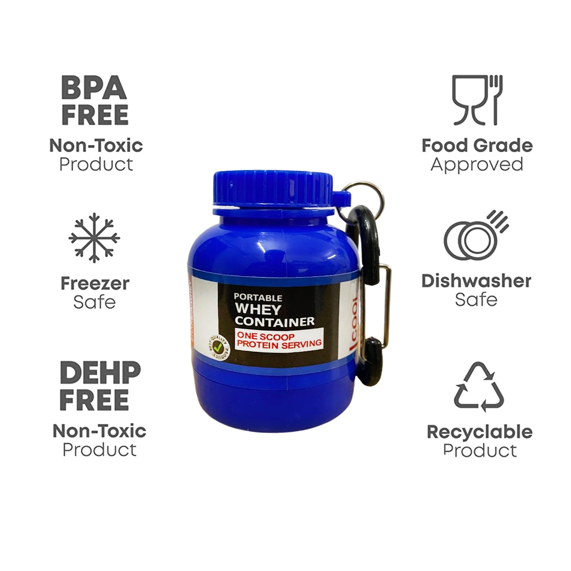 TRUE INDIAN Portable Protein Powder Container, 3-Pack Funnel Bottle, Food-Safe Plastic - packaging