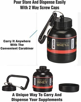 TRUE INDIAN Protein Powder Funnel Keychain, Portable 75cc Supplement Container, BPA-Free Plastic, Gym Workout Fitness Accesso
