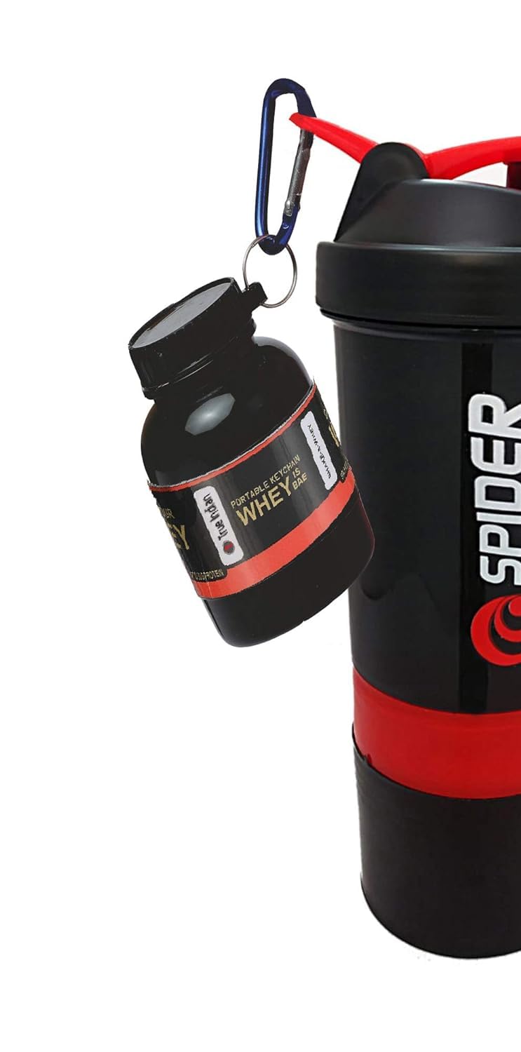 TRUE INDIAN Protein Powder Funnel Keychain, Portable 75cc Supplement Container, BPA-Free Plastic, Gym Workout Fitness Accesso