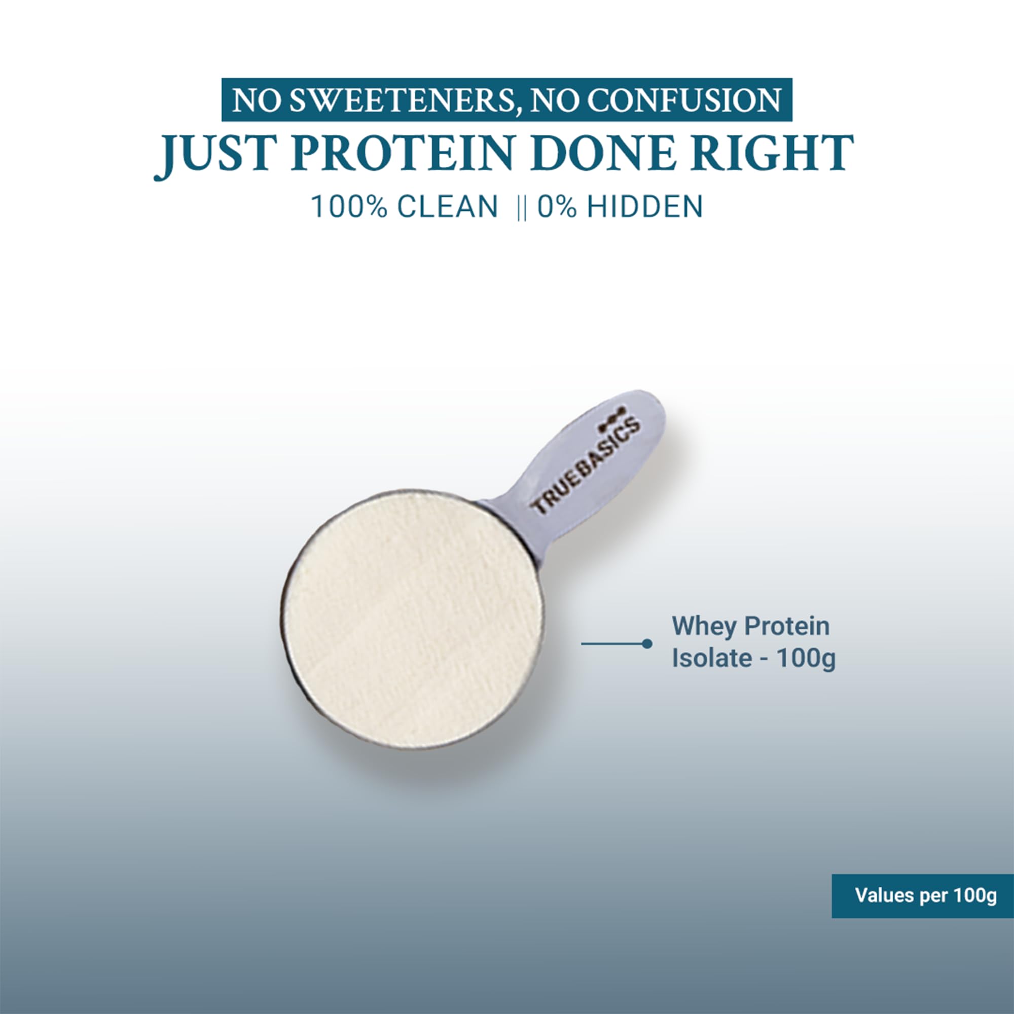 TrueBasics Clean Raw Whey Isolate Protein Powder, Unflavoured, 1kg, HAP Safe Certified - back view