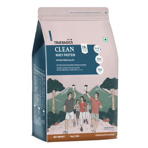 TrueBasics Clean Whey 100% Protein Isolate Powder, Whey Protein Supplement, HAP Safe Certified, with Steel Scoop