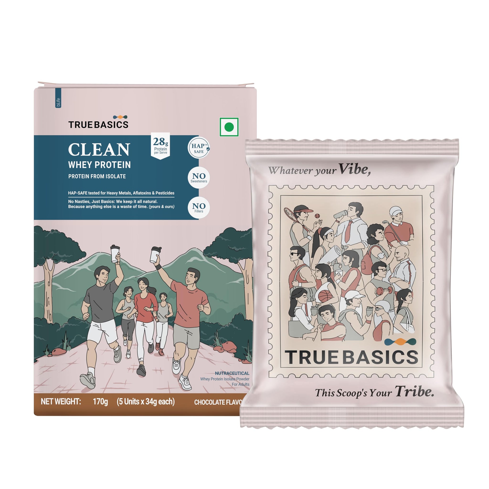 TrueBasics Clean Whey 100% Protein Isolate Powder, Whey Protein Supplement, HAP Safe Certified, with Steel Scoop (10)