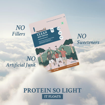 TrueBasics Clean Whey 100% Protein Isolate Powder, Whey Protein Supplement, HAP Safe Certified, with Steel Scoop - label deta