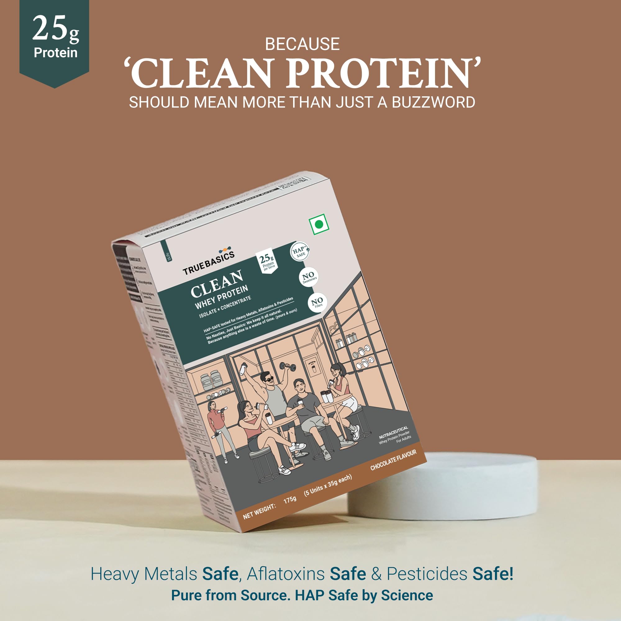 TrueBasics Clean Whey Protein Powder Blend, HAP Safe Certified, Whey Isolate & Concentrate, Adult - back view (12)