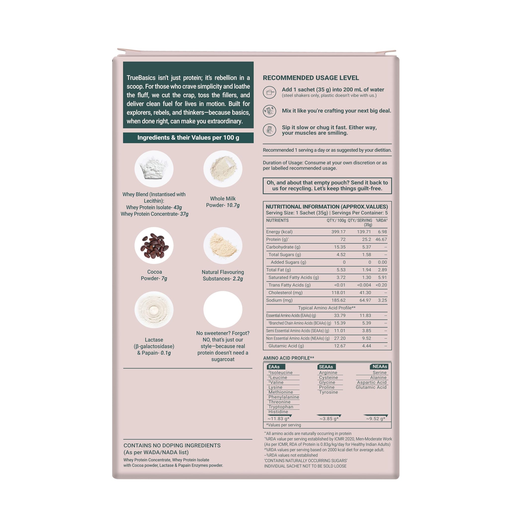 TrueBasics Clean Whey Protein Powder Blend, HAP Safe Certified, Whey Isolate & Concentrate, Adult - in use (17)