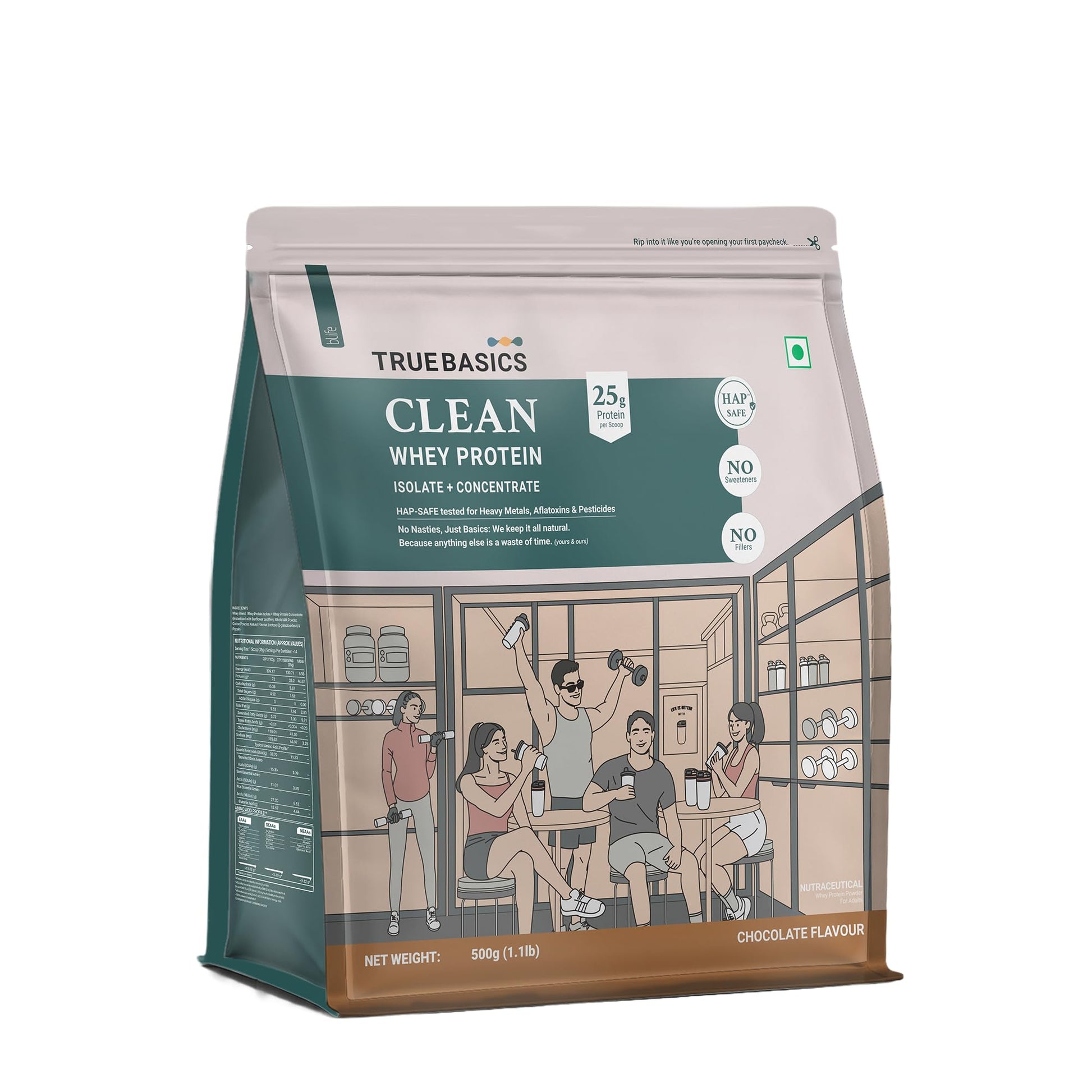 TrueBasics Clean Whey Protein Powder Blend, HAP Safe Certified, Whey Isolate & Concentrate, Adult (18)