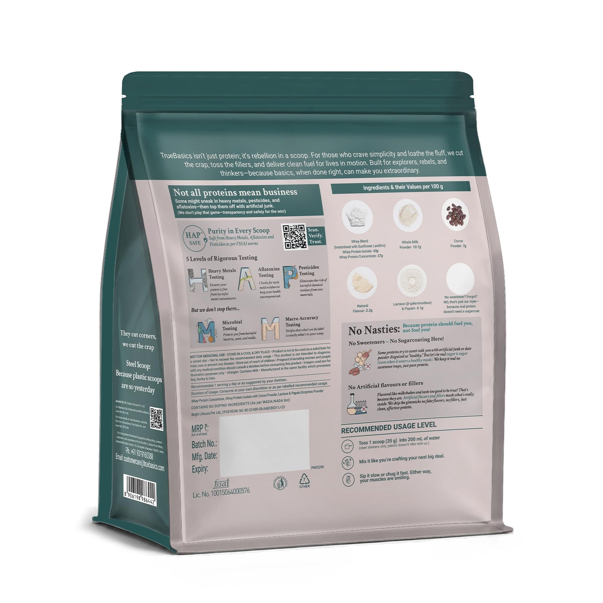 TrueBasics Clean Whey Protein Powder Blend, HAP Safe Certified, Whey Isolate & Concentrate, Adult - in use (23)