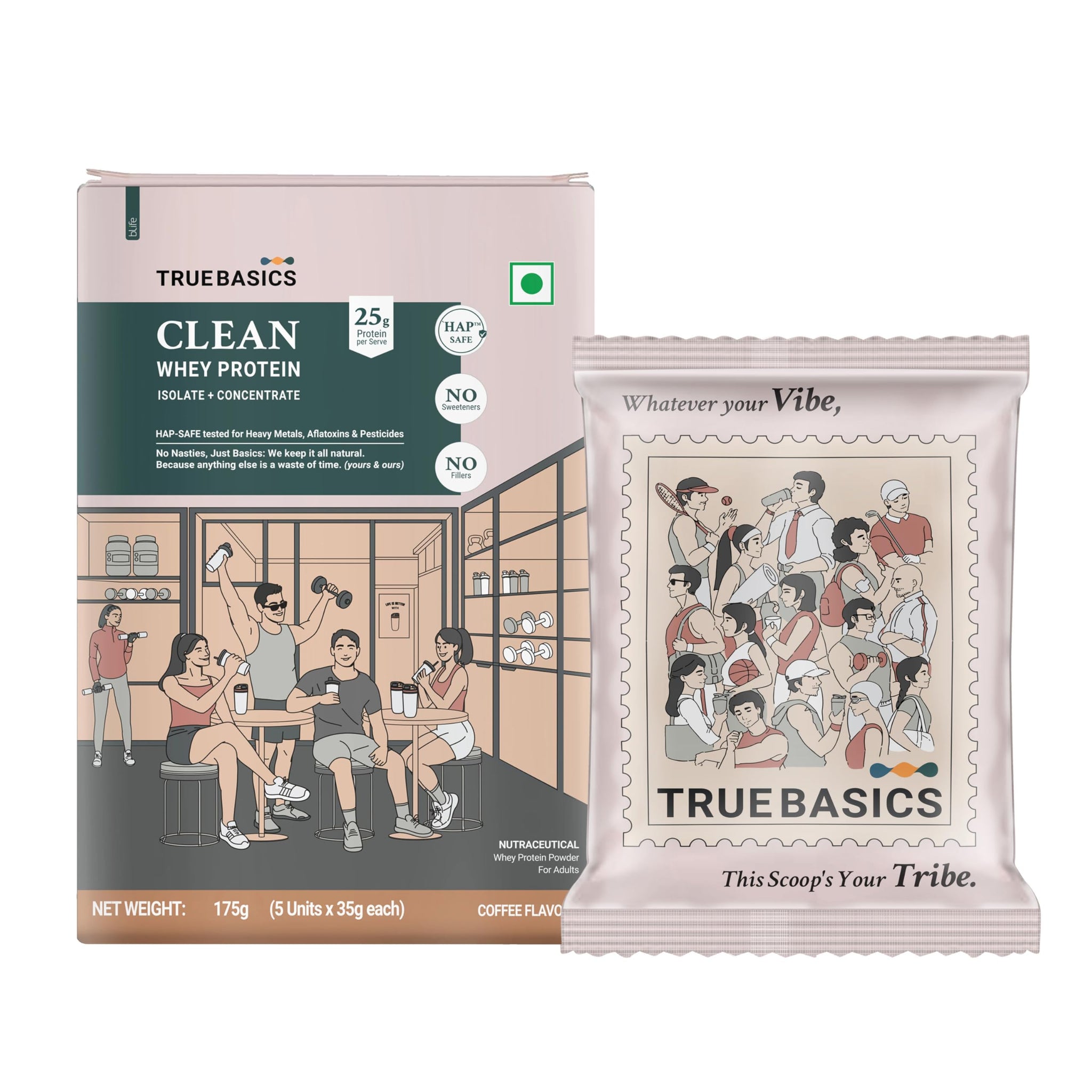 TrueBasics Clean Whey Protein Powder Blend, HAP Safe Certified, Whey Isolate & Concentrate, Adult (24)
