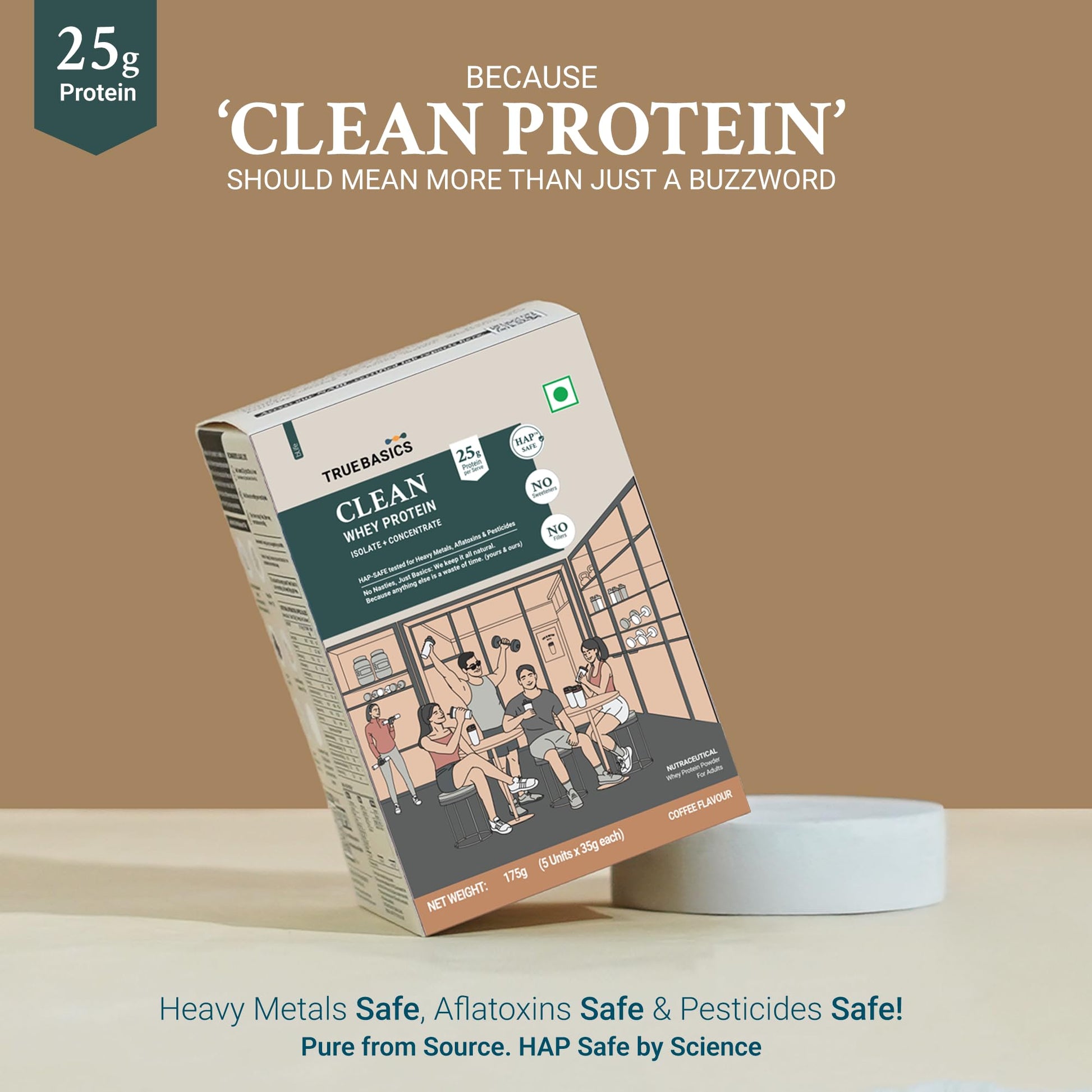 TrueBasics Clean Whey Protein Powder Blend, HAP Safe Certified, Whey Isolate & Concentrate, Adult - back view (26)